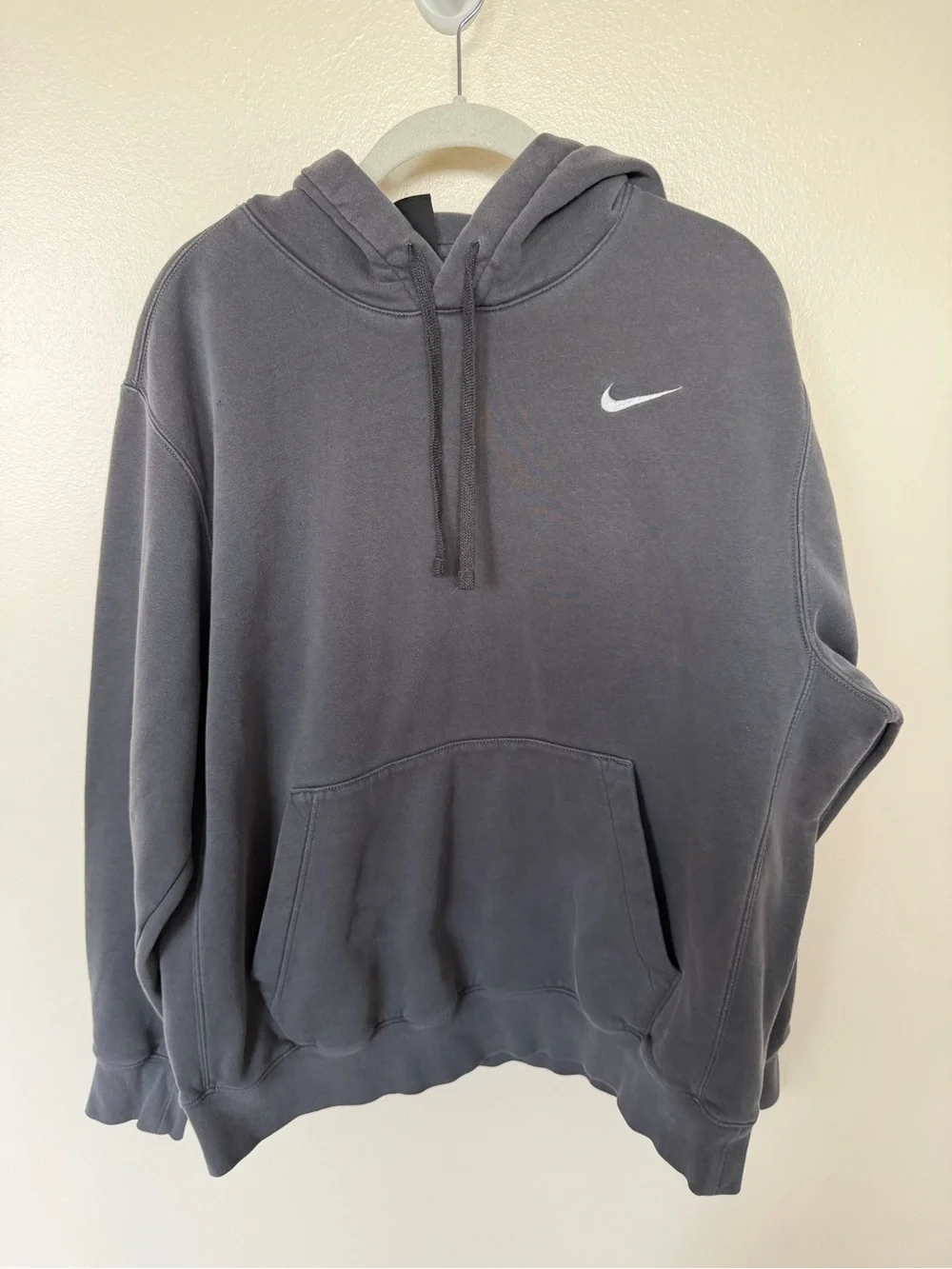 NIKE Charcoal Black Embroidered Check Holded Sweatshirt Hoodie